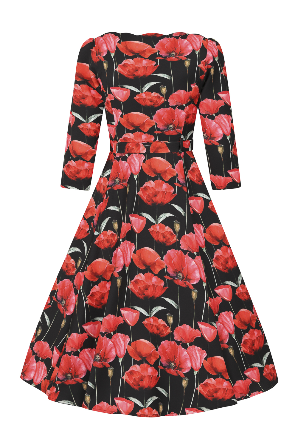 Sweet Poppy Swing Dress in Black